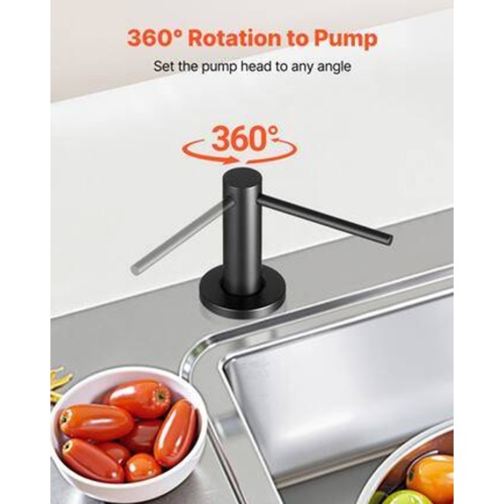 NIB Vevor Soap Dispenser 17oz Black Kitchen Sink Pump SD-305-2 360 Rotation